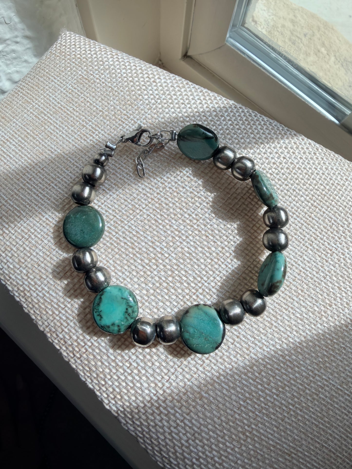 Turquoise coin bracelet