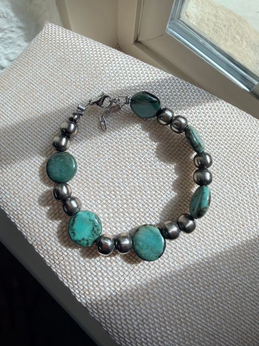 Turquoise coin bracelet