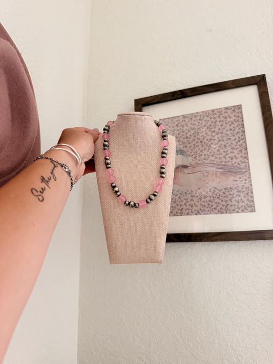 Pink jade necklace