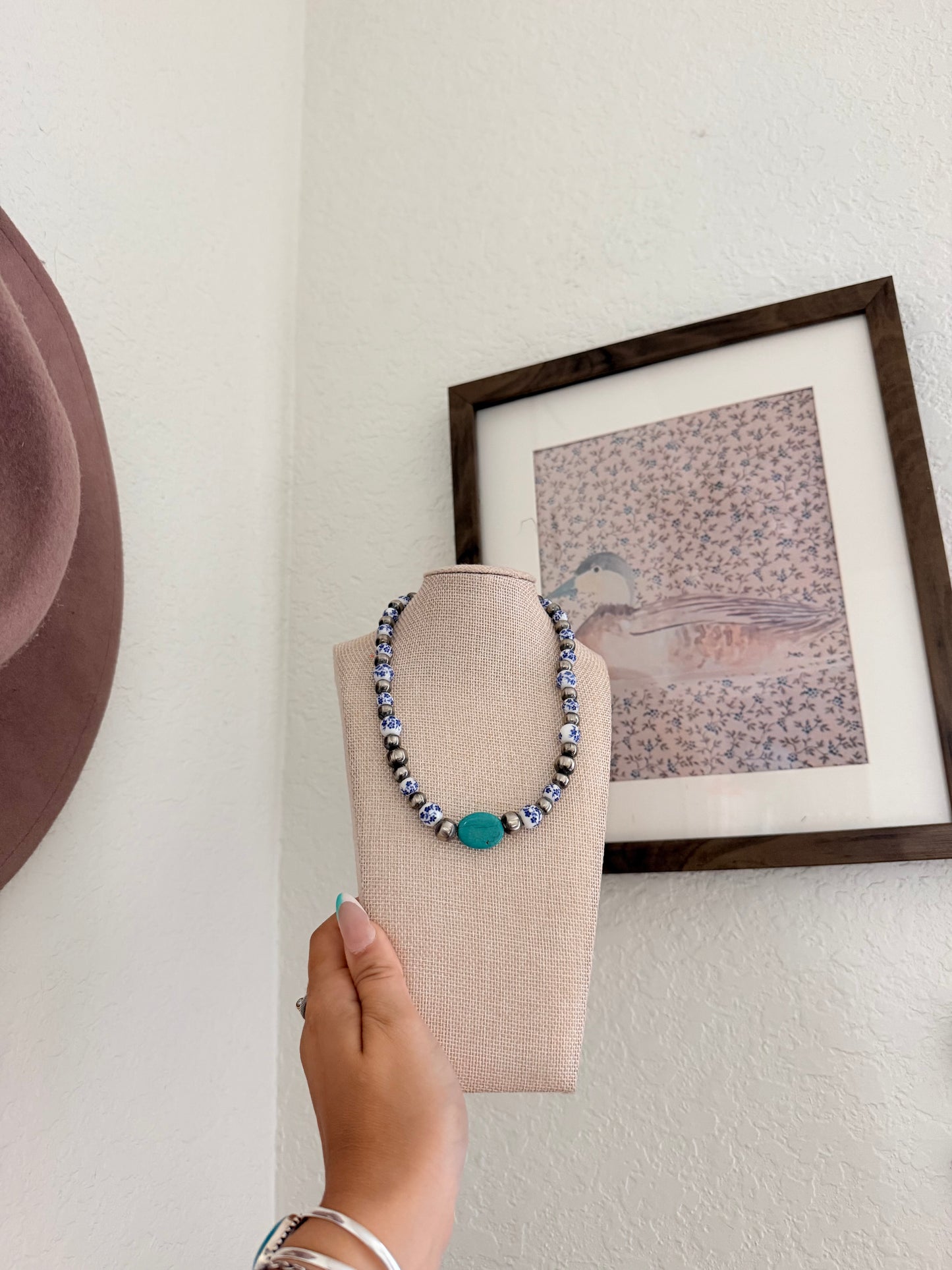 Blue floral necklace
