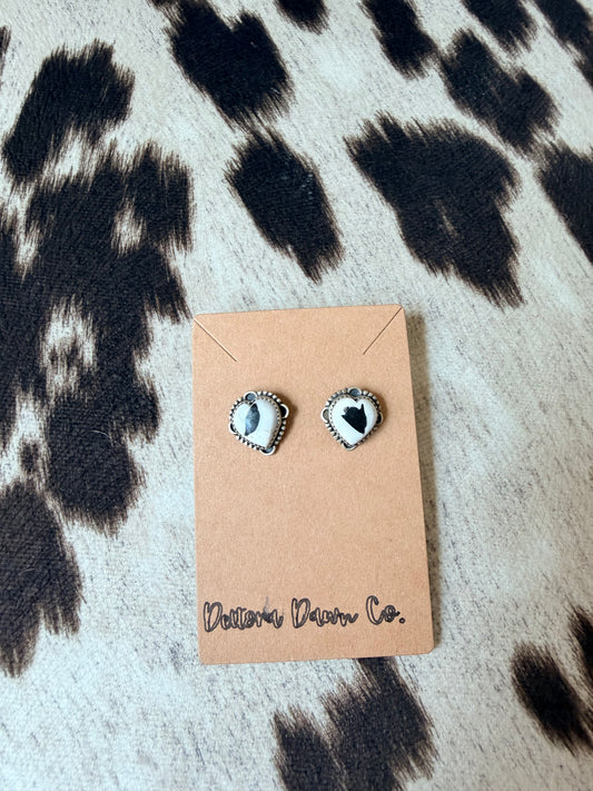 White Buffalo heart studs