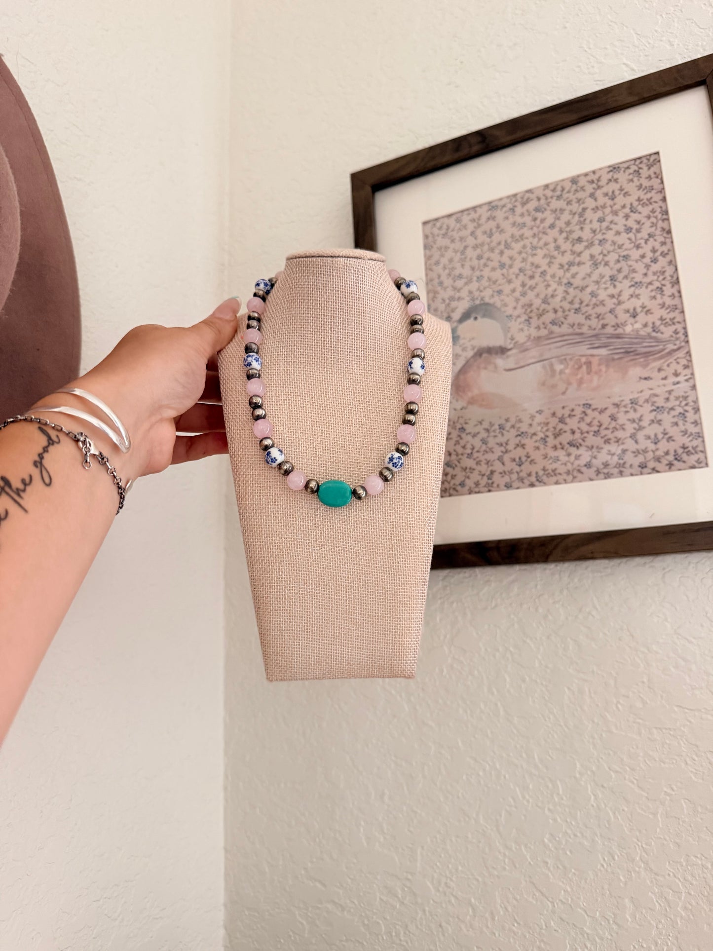 Pink Jade and turquoise